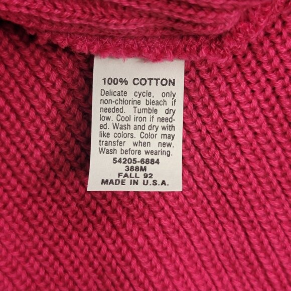 92 Vintage Levis Dockers Nantucket Sweater Pink V-Neck M USA Schoolgirl Academia - Picture 6 of 11